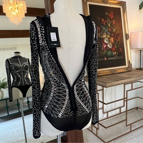 Rhinestone Bodysuit Fashion Nova Size Medium - Picture 5 of 11